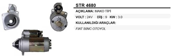 MARŞ MOTORU 24V FIAT 50NC OTOYOL FM DİŞLİLİ MAKO TİPİ ürün görseli 1