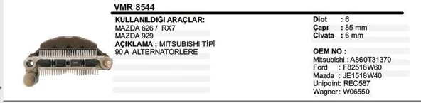 DİOT TABLA (RM 51) MAZDA 626 2.0I 16V (97) / FORD USA ürün görseli 1