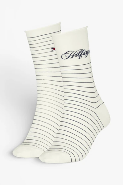 Tommy Hilfiger   TH WOMEN SOCK 2P HILFIGER STRIPE Kadın Mavi Çorap - S701236455 ürün görseli 1