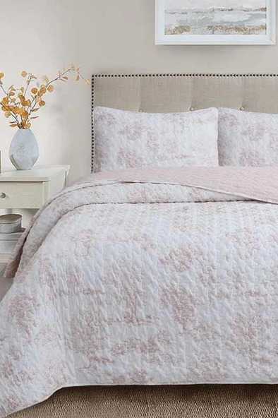 Uniqe Elyaf Dolgulu Çift Kişilik 240x260 Cm Yatak Örtüsü Pudra ürün görseli 1
