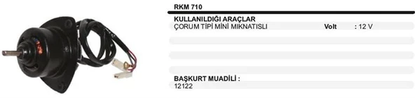 12V ÇORUM TİPİ KALORİFER MOTORU (MIKNATISLI) ürün görseli 1