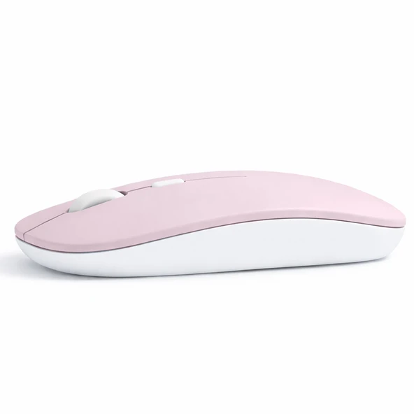 Profesyonel Kablosuz Mouse Bluetooth Dongle Destekli Şarjlı Batarya Sessiz ve Ergonomik Tasarım  Pembe ürün görseli 1