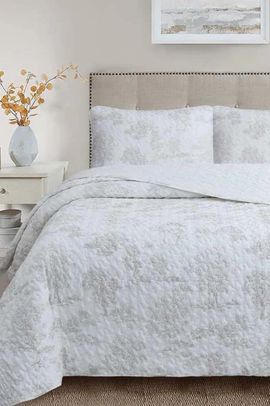 Uniqe Elyaf Dolgulu Çift Kişilik 240x260 Cm Yatak Örtüsü Krem ürün görseli 1