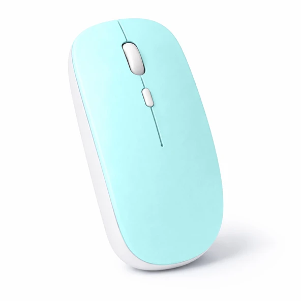Tüm Cihazlara Uyumlu Bluetooth Mouse Şarjlı Batarya USB Dongle ve Şarj Kablosu Dahil  Turkuaz ürün görseli 1