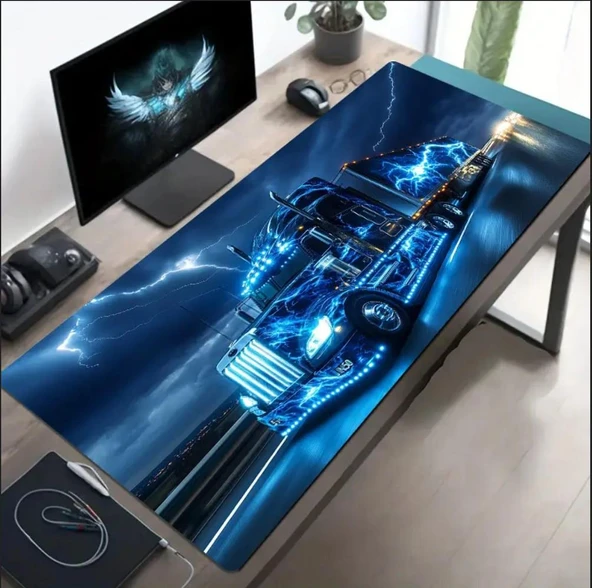 SGE TEKNOLOJİ 90X40 CM NEON TIR TEMALI KAYDIRMAZ TABAN SPEED YÜZEY OYUNCU MOUSE PAD GAMİNG ürün görseli 1