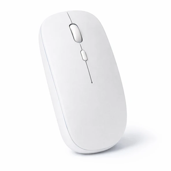 Tüm Cihazlara Uyumlu Bluetooth Mouse Şarjlı Batarya USB Dongle ve Şarj Kablosu Dahil  Beyaz ürün görseli 1
