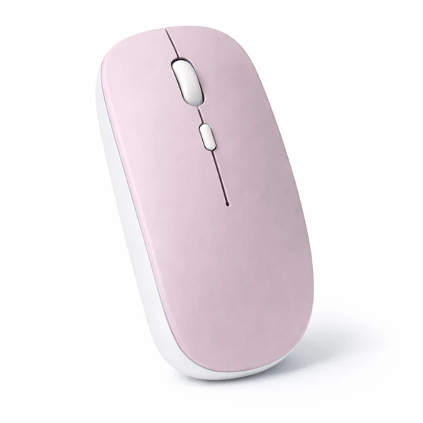 Tüm Cihazlara Uyumlu Bluetooth Mouse Şarjlı Batarya USB Dongle ve Şarj Kablosu Dahil  Pembe ürün görseli 1