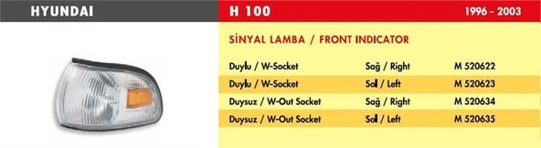 SİNYAL LAMBA HYUNDAI H100 / SAĞ (DUYSUZ) ürün görseli 1