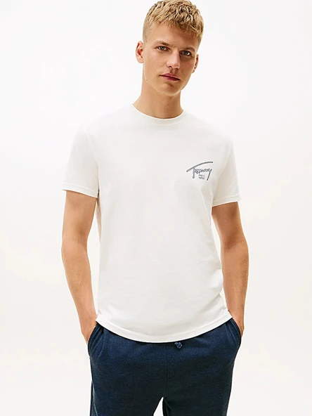 Tommy Hilfiger   TJM REG SIGN BACKPRINT SS T EXT Erkek Beyaz T-Shirt - DM0DM22320 ürün görseli 1