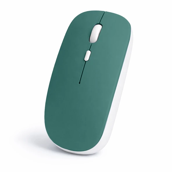 Minimal Tasarımlı Kablosuz Mouse Bluetooth Bağlantı Şarjlı USB Dongle Destekli Hafif ve Şık  Haki ürün görseli 1