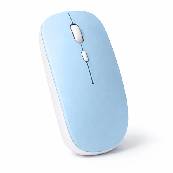 Tüm Cihazlara Uyumlu Bluetooth Mouse Şarjlı Batarya USB Dongle ve Şarj Kablosu Dahil  Mavi ürün görseli 1