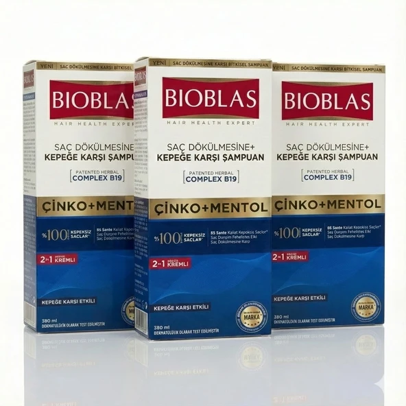 Bioblas Kepeğe Karşı Şampuan - Çinko & Mentol 3'lü Avantaj Paketi (3 x 360 ml) ürün görseli 1