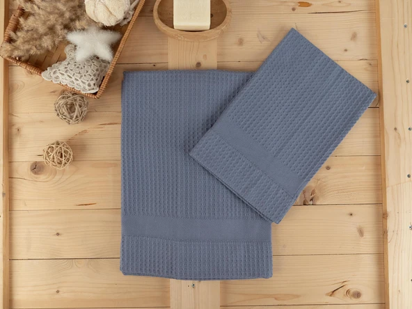 Pamuklu 2'li 40x60-60x110 cm Waffle Tasarım Pike Havlu Seti Baveno ürün görseli 1