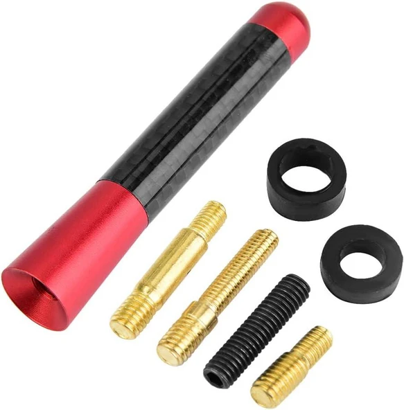 Uni̇versal Kırmızı Karbon Fi̇ber Oto Çubuk Radyo Anteni̇ 12 Cm ürün görseli 1