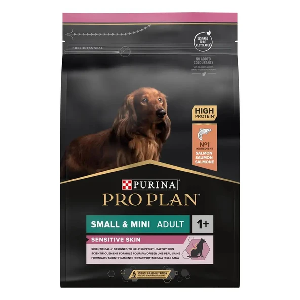 Pro Plan Sensitive Skin Somonlu Küçük Irk Yetişkin Köpek Maması 3 Kg ürün görseli 1