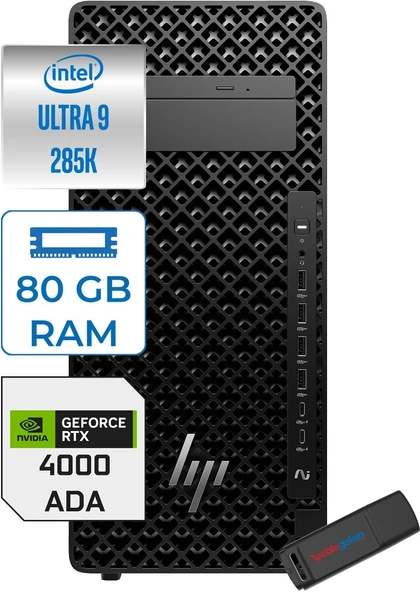 Hp Z2 G1I Intel Core Ultra 9 285K 5.5ghz 80GB 1tb SSD 20GB Rtx 4000 Ada Freedos 1200W Iş Istasyonu B34JFESF26 + Zettausb ürün görseli 1