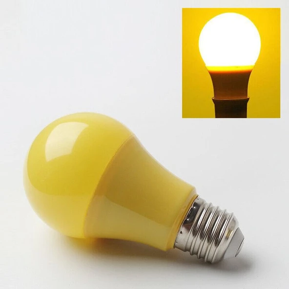 1 Adet 10 Watt Sarı Işık E27 Duy Led Ampul, Sarı Işık 10 Watt Tasarruflu LED Ampul, 10 Watt ürün görseli 1