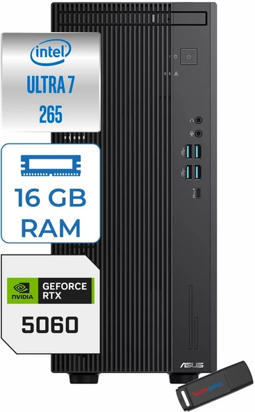 Asus Expertcenter B900MF Intel® Core™ Ultra 7 265 5.3ghz Aı 16GB Ddr5 2tb SSD 8GB/RTX5060 Freedos Mini Tower Masaüstü Bilgisayar B900MF007265001031F04+ZETTAUSBBELLEK ürün görseli 1