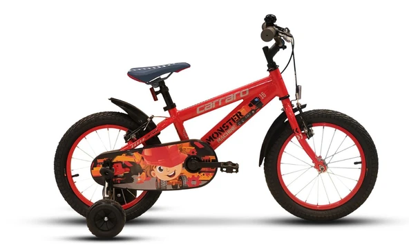 Carraro Monster  16 Jant Kırmızı Gri Siyah Çocuk Bisikleti ürün görseli 1