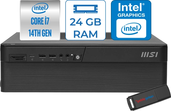 MSI Msı Pro DP80 Intel Core I7 5.4ghz 14700 24GB 4tb SSD UHD Graphics 770 Wi-Fi7 300W Psu Windows 11 Home Masaüstü Bilgisayar Bilgisayar A14G003EUH08 + Zettausb ürün görseli 1