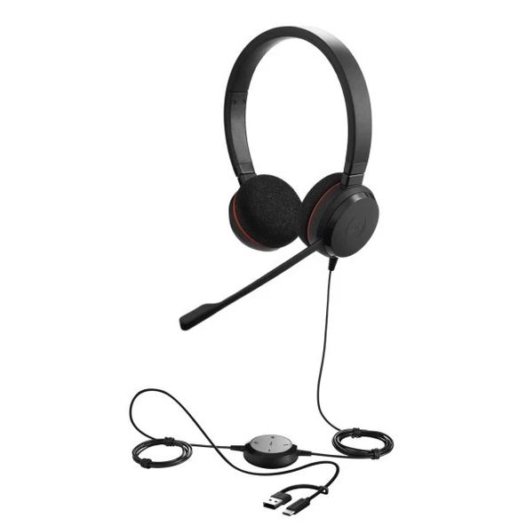Jabra Evolve 20 Duo USB-C/A MS Mikrofonlu Kulak Üstü Kulaklık ürün görseli 1