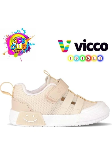 Vicco Momo 346.B24Y.145 Anatomik Taban Unisex Çocuk Işıklı Spor Ayakkabı Bej 22-25 ürün görseli 1
