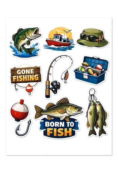 Balıkçılık Temalı Sticker ürün görseli 1