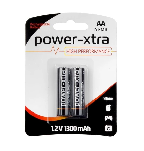 Power-Xtra 1.2V 1300 Mah AA Size Şarjlı Pil - 2li Blister Power-Xtra 1.2V 1300 mAh AA Size Ni-Mh Şarj Edilebilir Pil - 2li Blister ürün görseli 1