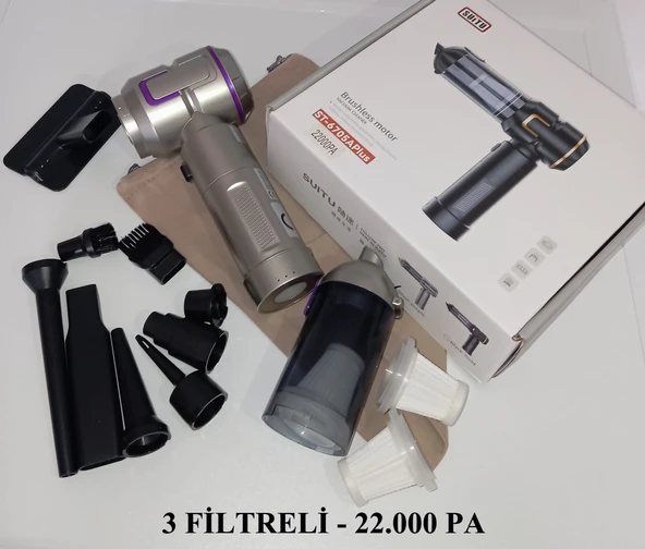 22000 PA, USB Şarjlı, IŞIKLI Taşınabilir Kablosuz El Tipi Araç Süpürgesi, Araba, Ev, Oteller, Dış Mekan, Garaj Kullanımı İçin Güçlü ürün görseli 1