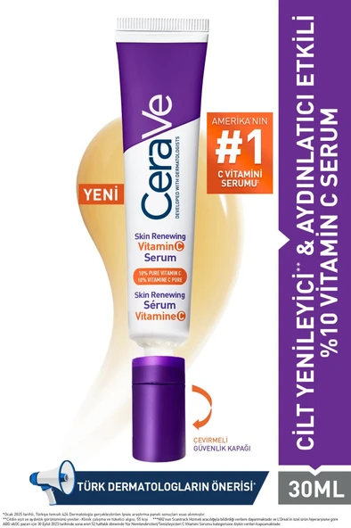 CeraVe Skin Renewing Cilt Yenileyici & Aydınlatıcı Etkili C Vitamini Yüz Serumu 30 ml ürün görseli 1