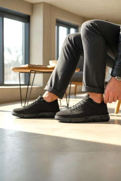 Enoch Hakiki Deri Lastikli Erkek Sneaker Ortopedik Taban ürün görseli 1