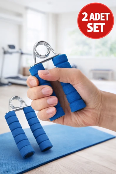 2 Adet Mavi Bilek Güçlendirme Yayı Sünger Saplı El Bilek Parmak Egzersiz Aleti ürün görseli 1