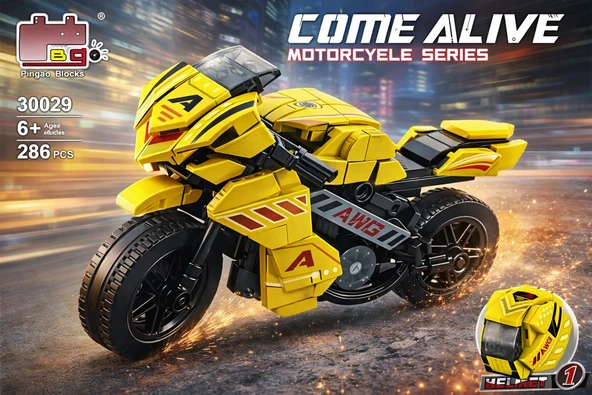 High Speed Motosiklet Blok Seti  286 Parça Teknik Yapım Oyuncağı ürün görseli 1