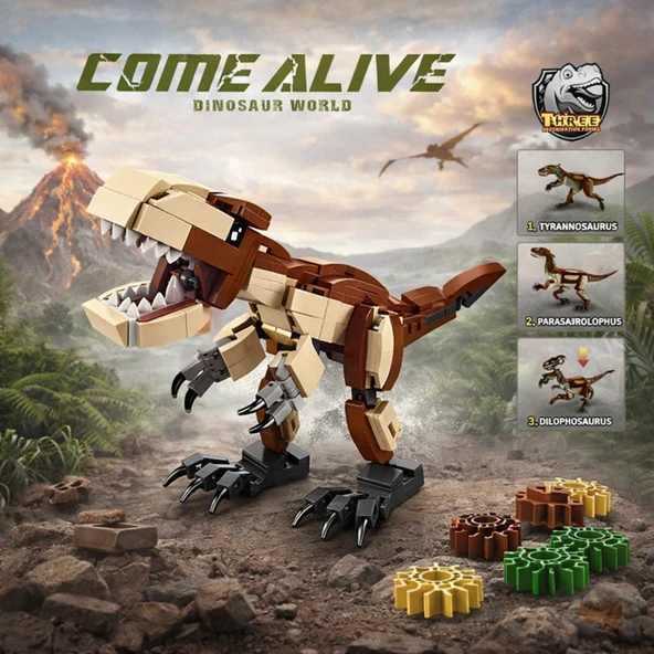 Dinosaur Paradise 304 Parça Dinozor Yapı Seti - Macera Dünyası Blokları ürün görseli 1