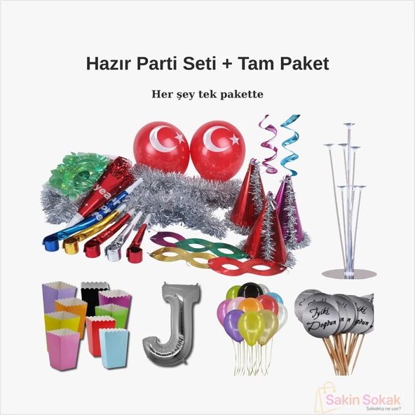 Hazır Parti Seti  Tam Paket (Balon Standlı & Masa Sunumlu) ürün görseli 1