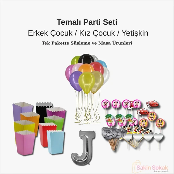 Temalı Parti Seti  Erkek Çocuk / Kız Çocuk / Yetişkin ürün görseli 1