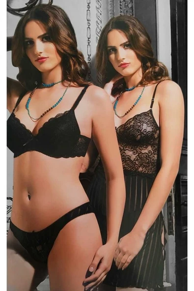 Lıngerıe Gecelik 3'Lü Takım Set SW-M-300 ürün görseli 1