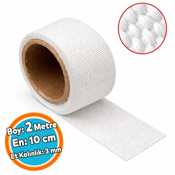 Isı Yalıtım Yanmaz Bant Takviyeli Lifli 2 metre En: 10 cm Kalınlık: 3 mm Cam Elyaf Ekzoz Sargı Bezi ürün görseli 1