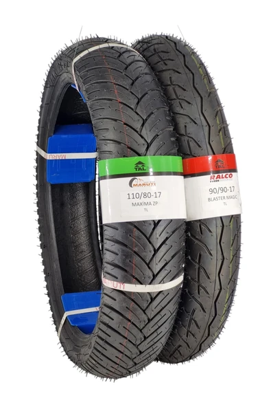 MARUTİ TYRES MOTOR LASTİK 110/80-17 VE 90/90-17 TL (TUBELESS - DUBLEKS) TAKIM ürün görseli 1