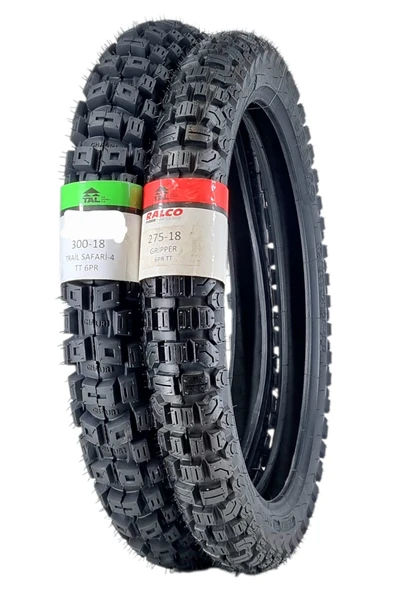 ONMX TYRES 300-18 SAFARİ TRAİL VE 275-18 GRİPPER TT (TUBETYPE - İÇ LASTİKLİ TİP) LASTİK TAKIMI ürün görseli 1