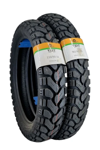 TDT TYRES 110/90-16 VE 90/90-19 TL (TUBELESS - DUBLEKS) DRAGON LASTİK TAKIMI ürün görseli 1