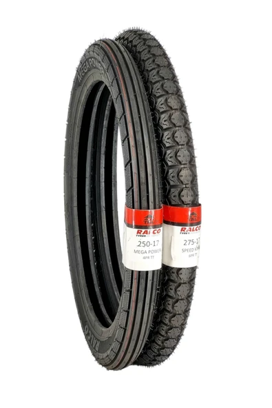 RALCO TYRES Cup Motor Lastik takımı 275-17 ve 250-17 TT (TUBETYPE - İÇ LASTİKLİ TİP) ön ve arka ürün görseli 1