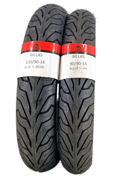 Billas 100/90-14 VE 90/90-14TL (TUBELESS - DUBLEKS) BL034 MOTOSİKLET LASTİĞİ TAKIMI ürün görseli 1