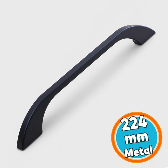 Mobilya Mutfak Dolabı Çekmece Dolap Kulpları Kapak Kulpu Kulbu Siyah Renk 224 mm Metal Kulp ürün görseli 1