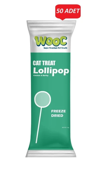 Wooc Lollipop Tavuk ve Arpalı Kedi Ödül Maması 1,4 Gr*50 li Paket ürün görseli 1