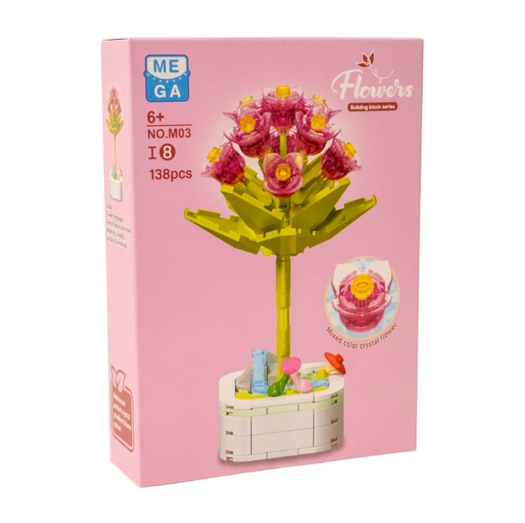 Building Block Flower 138 Parça Violet - Resim 3
