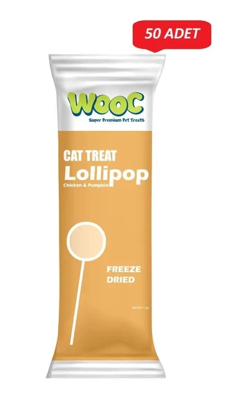 Wooc Lollipop Tavuk ve Bal Kabaklı Kedi Ödül Maması 1,4 Gr*50 li Paket ürün görseli 1