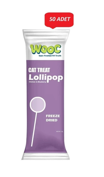 Wooc Lollipop Tavuk ve Yaban Mersinli Kedi Ödül Maması 1,4 Gr*50 li Paket ürün görseli 1