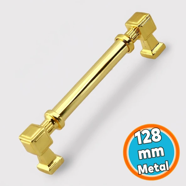 Mobilya Çekmece Mutfak Dolabı Dolap Kapak Kulplar Kulb Kulp 128 mm Kulp Gold Altın ürün görseli 1