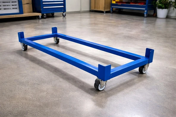 Hafif Rack Tekerlekli Baza - Taşınabilir, Portatif Depo Rafı Bazası  Mavi 50x150 cm ürün görseli 1